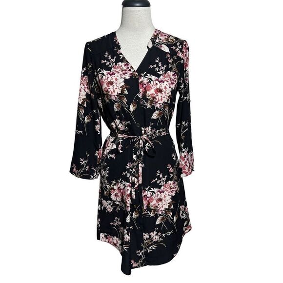 41 Hawthorn Long Roll Tab Sleeve Floral Shirt Dress Size XS - Picture 1 of 7
